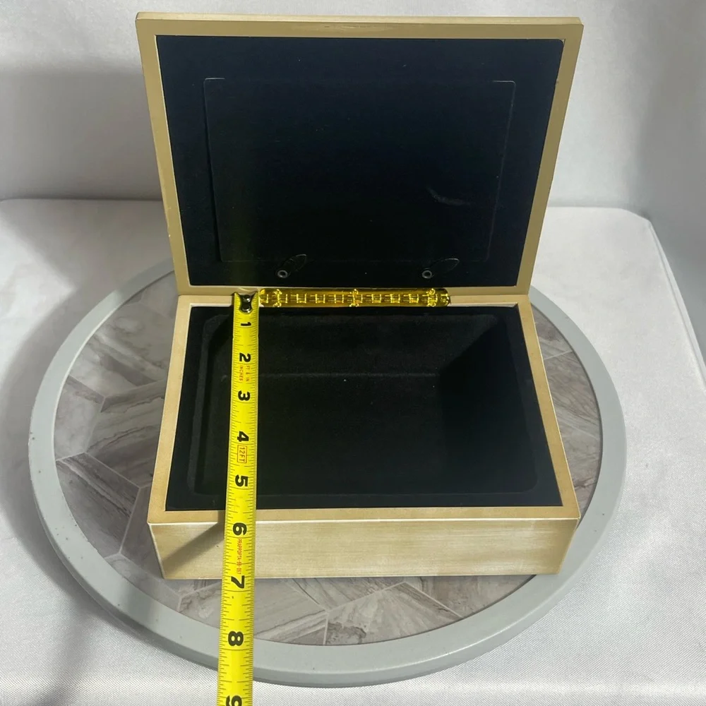 Vintage Studio Nova Golden Keepsake/Jewelry Box w/ Photo Frame Top New
